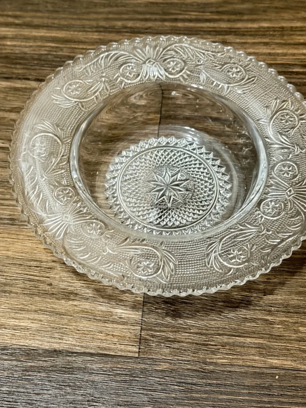 Clear Pressed Glass Decorative Serving Bowl - Clear - Picture 2 of 8